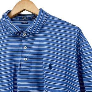 Polo Ralph Lauren Men Classic Fit Striped Cotton Polo Shirt Blue XL Short Sleeve